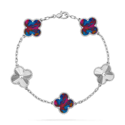 [Auream]CLOVER 5 MOTIF COLOR GEMSTONES BRACELET COLLECTION