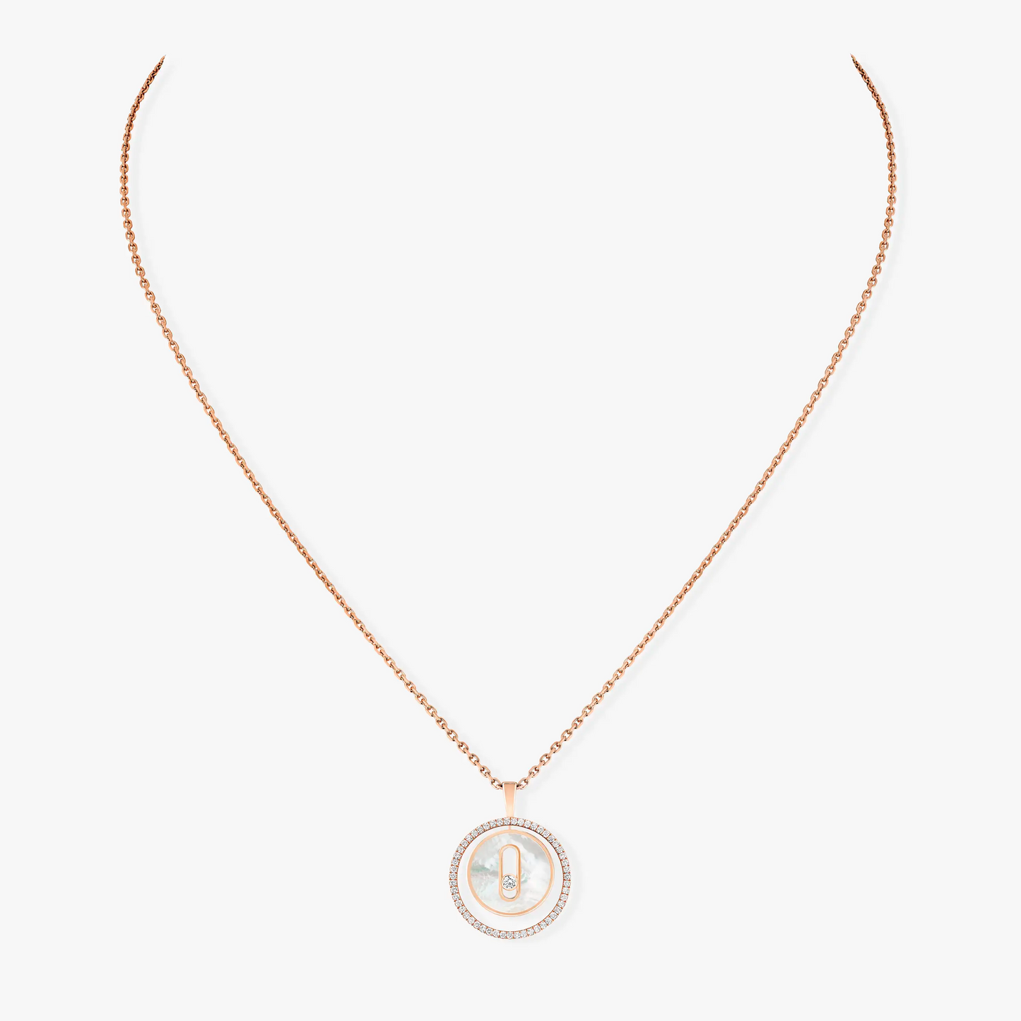 [Auream]Demo MOVE 1 DIAMOND WHITE MOTHER OF PEARL PINK GOLD DIAMOND NECKLACE