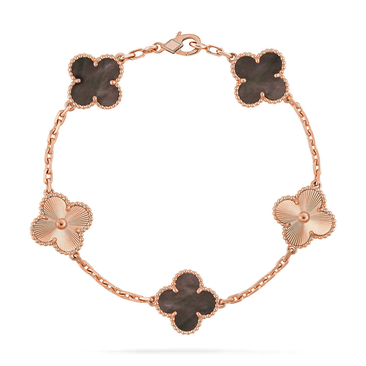 [Auream] CLOVER 5 MOTIF GRAY MOP BRACELET COLLECTION