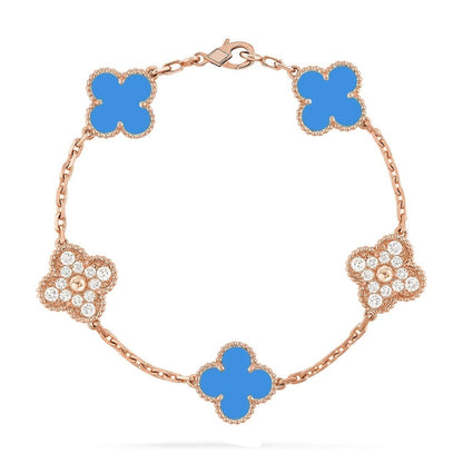 [Auream] CLOVER 5 MOTIF BLUE AGATE BRACELET COLLECTION