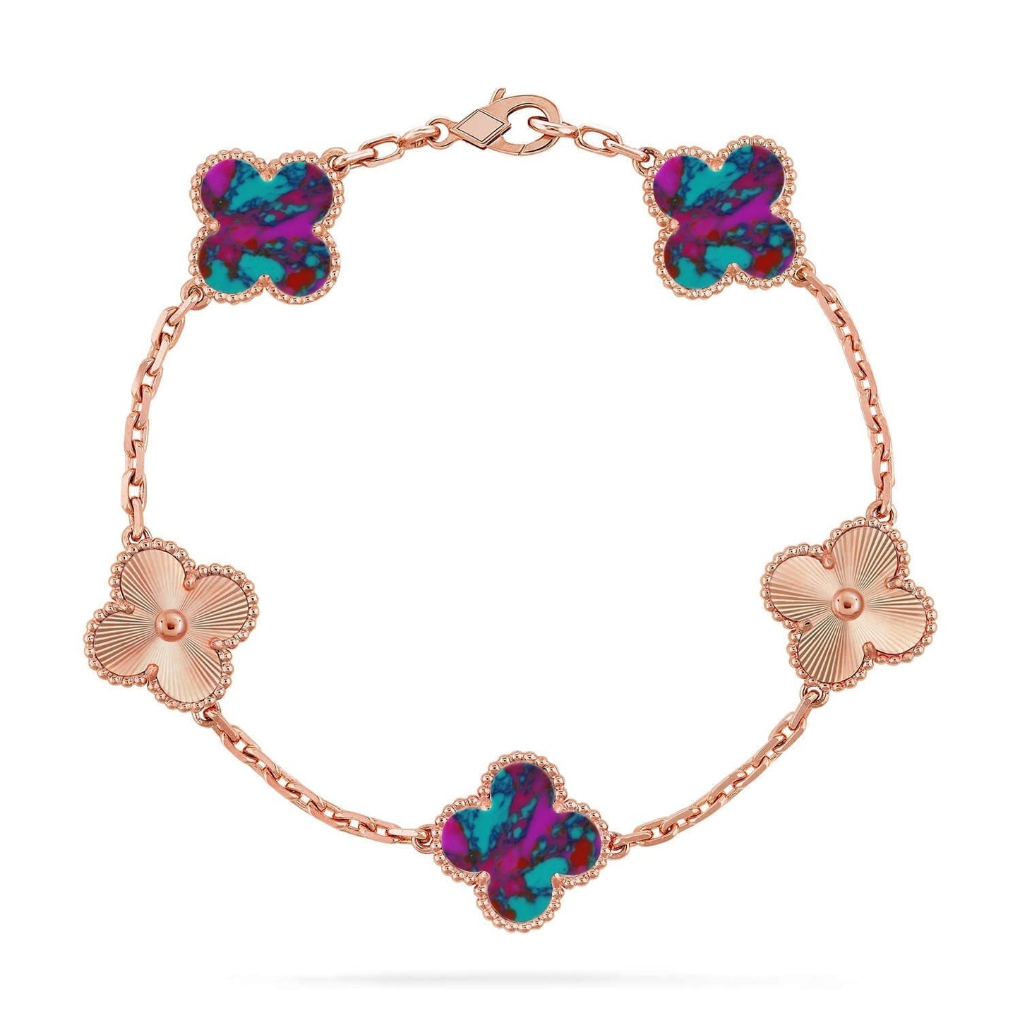 [Auream]CLOVER 5 MOTIF COLOR GEMSTONES BRACELET COLLECTION