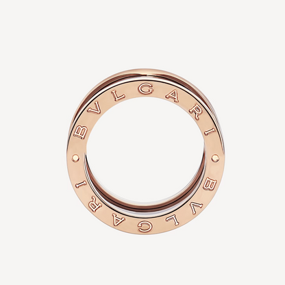 [Auream]ZERO 1 FOUR-BAND LOOPS AND BLACK CERAMIC SPIRAL PINK GOLD RING
