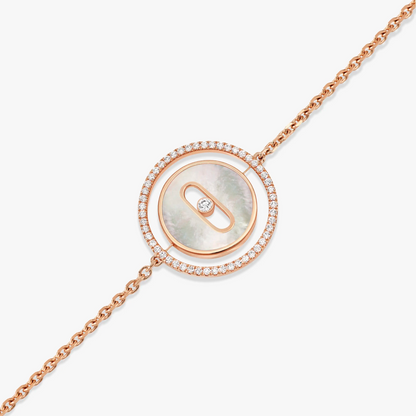 [Auream]Demo MOVE WHITE MOTHER OF PEARL PINK GOLD DIAMOND BRACELET