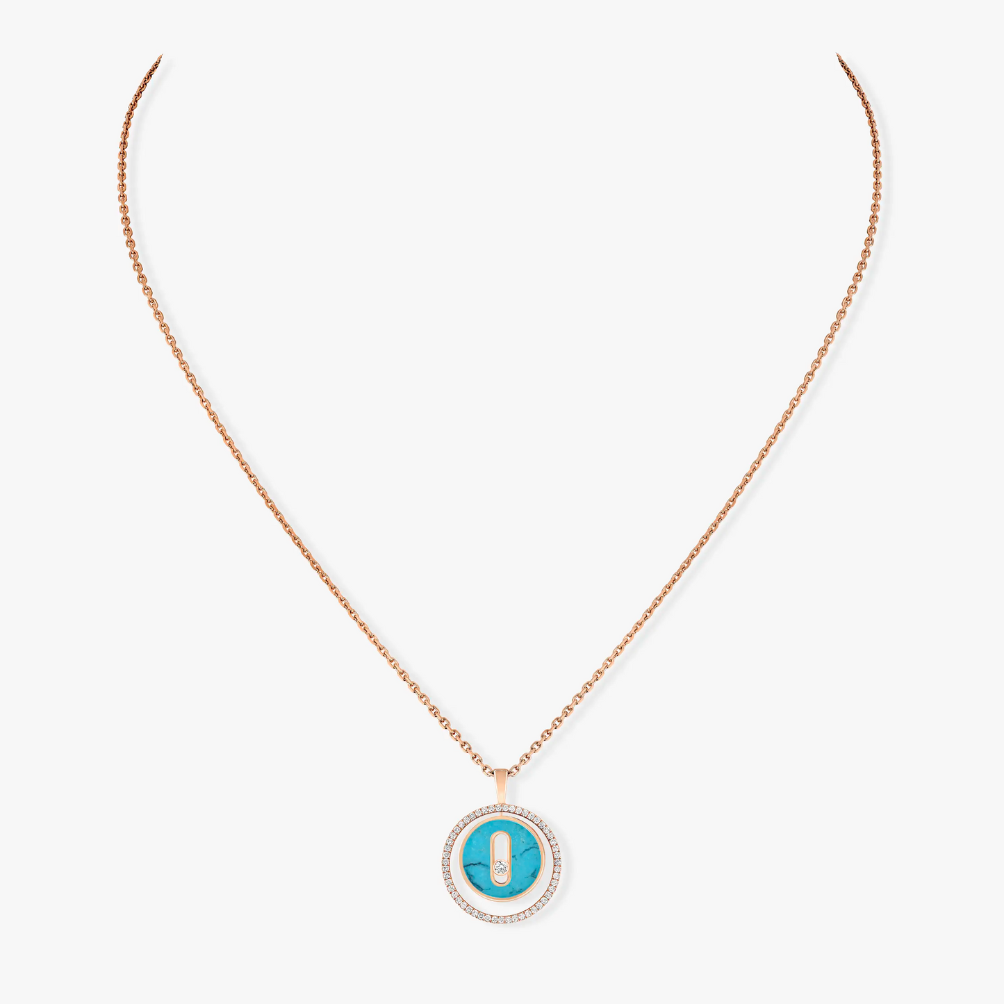 [Auream]Demo MOVE 1 DIAMOND TURQUOISE PINK GOLD DIAMOND NECKLACE