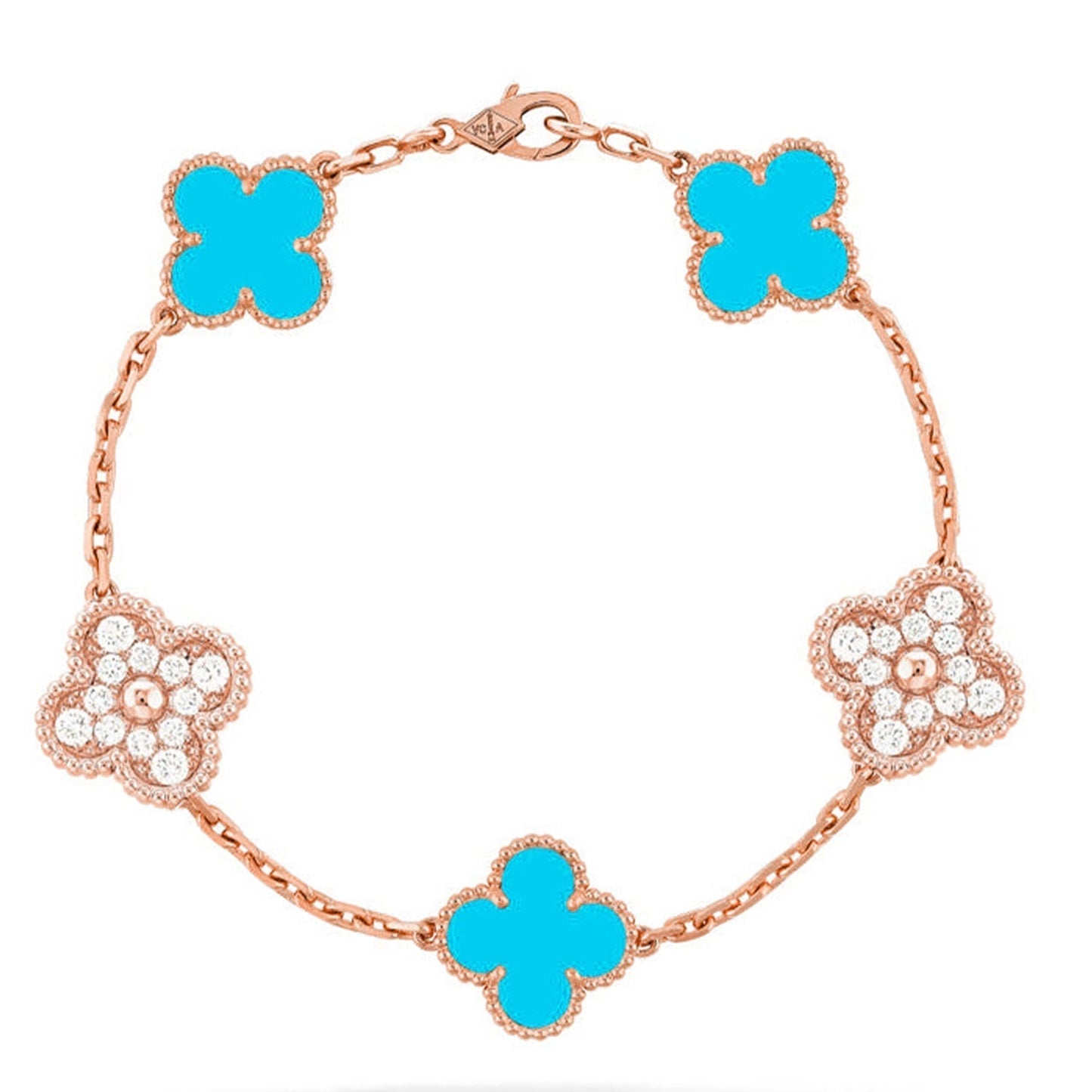 [Auream] CLOVER 5 MOTIF TURQUOISE BRACELET COLLECTION