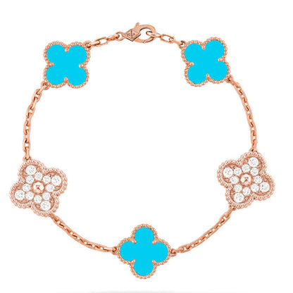 [Auream] CLOVER 5 MOTIF TURQUOISE BRACELET COLLECTION