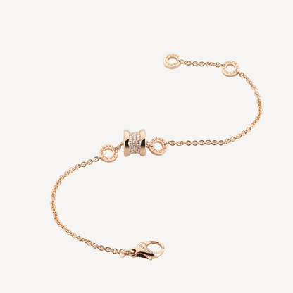 [Auream]ZERO 1 SOFT PINK GOLD WITH PAVED DIAMONDS ON THE SPIRAL BRACELET