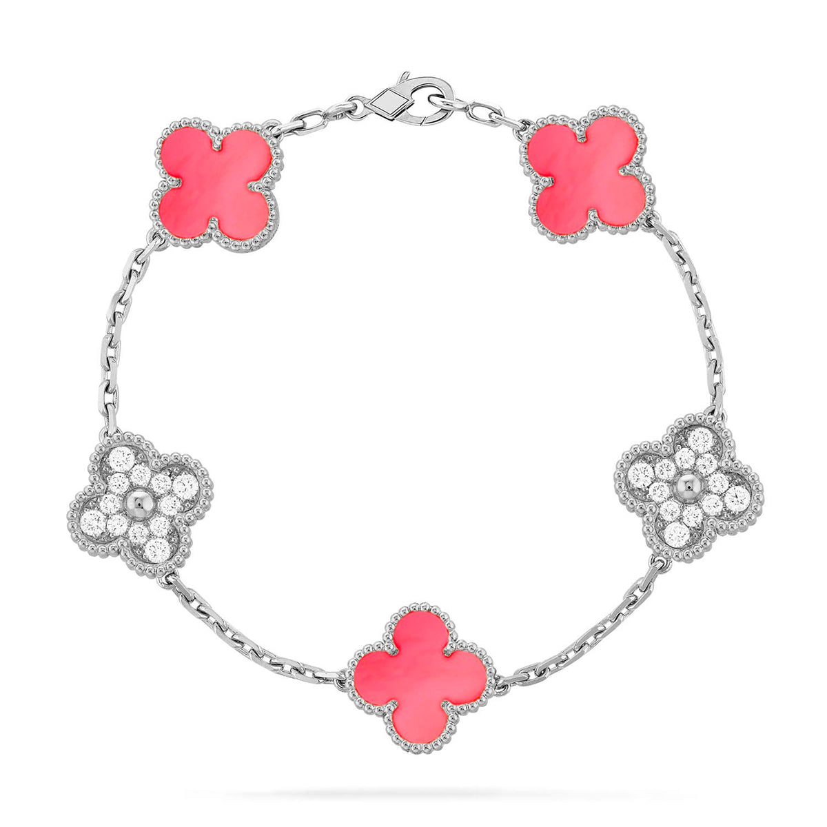 [Auream] CLOVER 5 MOTIFS  PINK MOP BRACELET COLLECTION