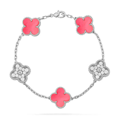 [Auream] CLOVER 5 MOTIFS  PINK MOP BRACELET COLLECTION