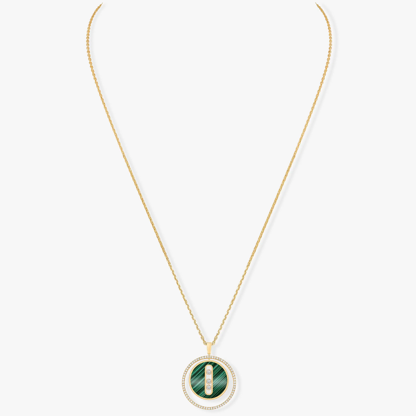 [Auream]Demo MOVE 3 DIAMOND MALACHITE GOLD DIAMOND NECKLACE