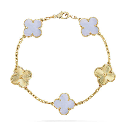[Auream] CLOVER 5 MOTIF PURPLE CHALCEDONY BRACELET COLLECTION