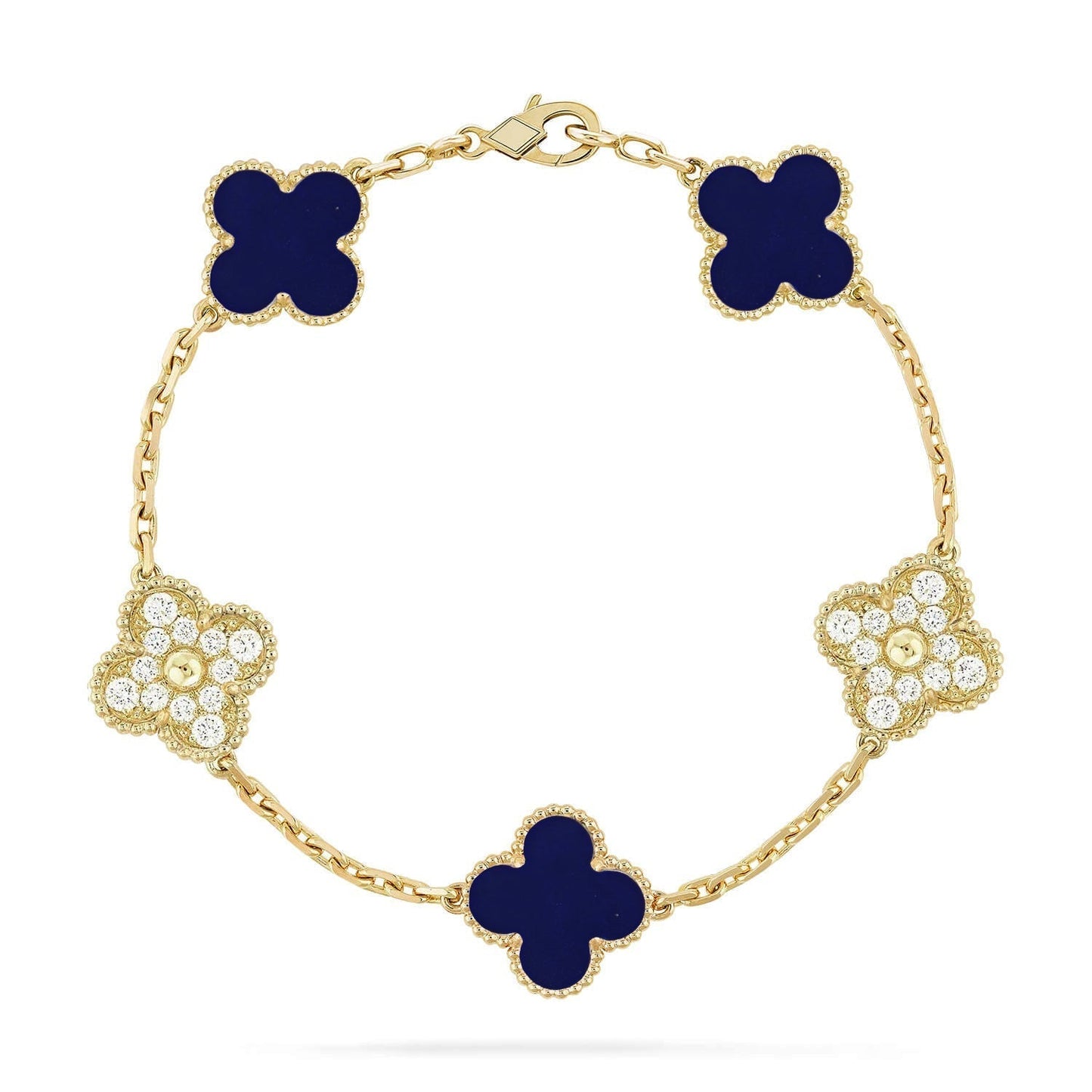 [Auream]CLOVER 5 MOTIF LAPIS LAZULI BRACELET COLLECTION