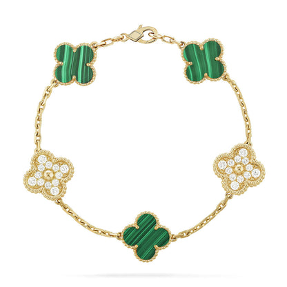 [Auream] CLOVER 5 MOTIF MALACHITE BRACELET COLLECTION