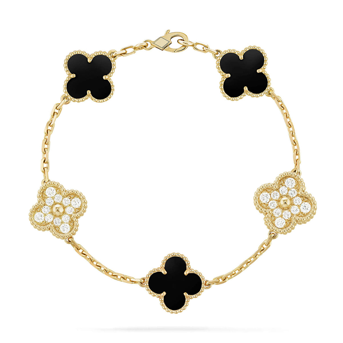 [Auream] CLOVER 5 MOTIF ONYXS BRACELET COLLECTION