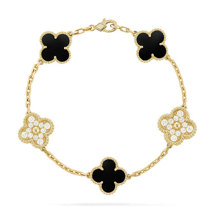 [Auream] CLOVER 5 MOTIF ONYXS BRACELET COLLECTION