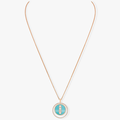 [Auream]Demo MOVE 3 DIAMONDS TURQUOISE PINK GOLD DIAMOND NECKLACE
