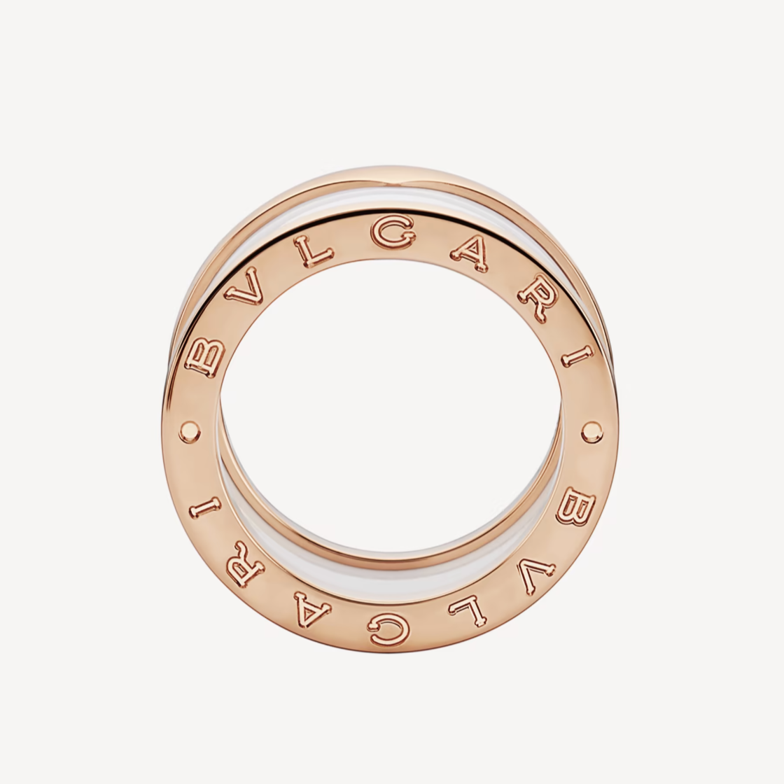 [Auream]ZERO 1 FOUR-BAND LOOPS AND WHITE CERAMIC SPIRAL PINK GOLD RING