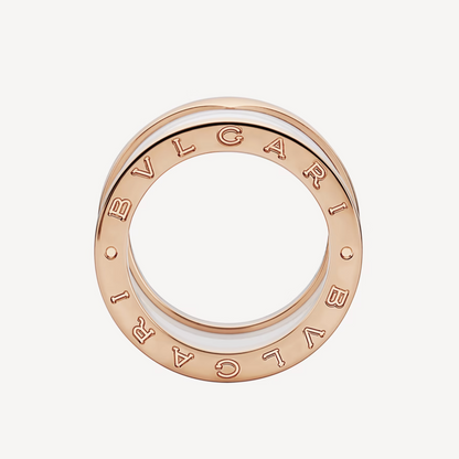 [Auream]ZERO 1 FOUR-BAND LOOPS AND WHITE CERAMIC SPIRAL PINK GOLD RING