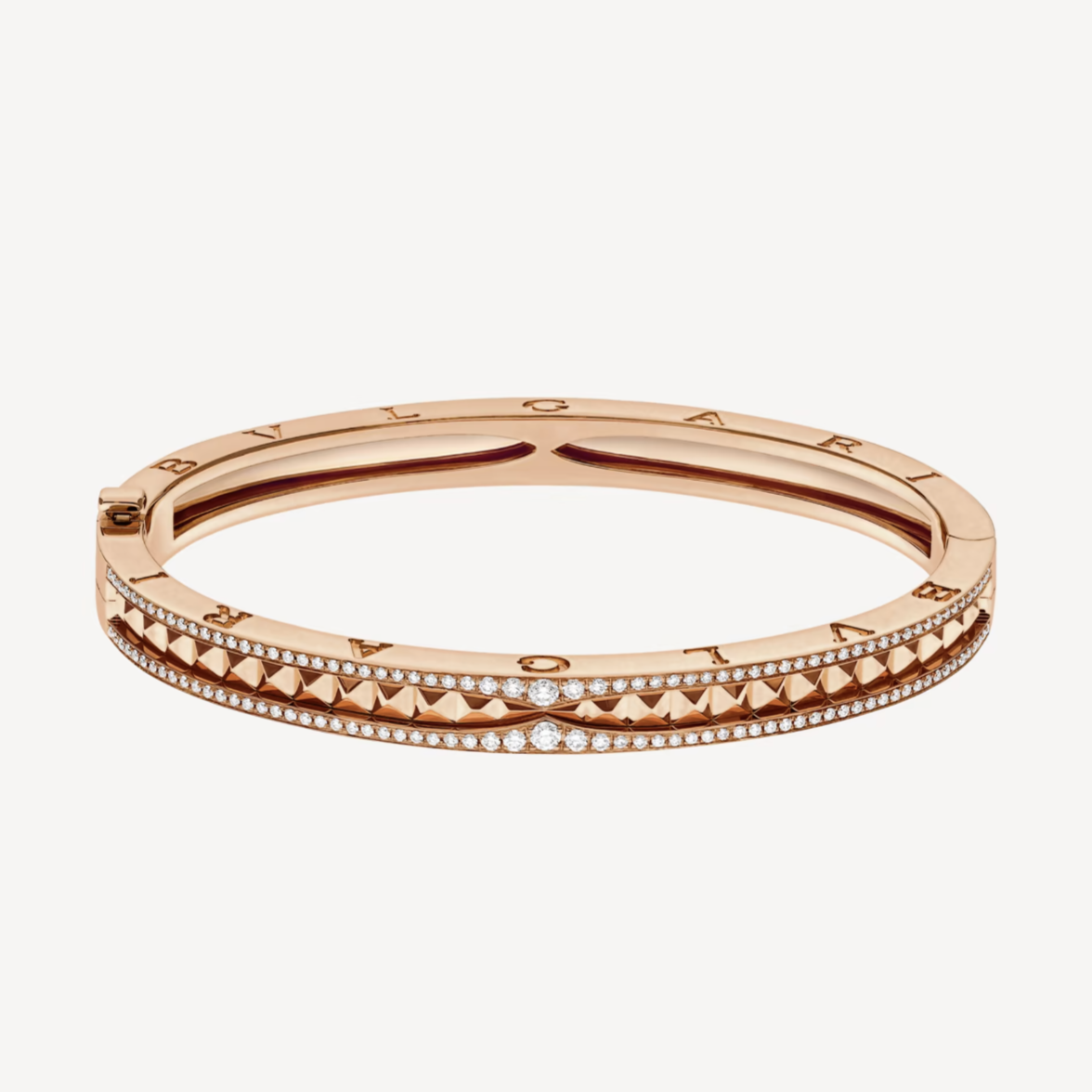 [Auream]ZERO 1 SPIRAL AND PAVED DIAMOND PINK GOLD BRACELET