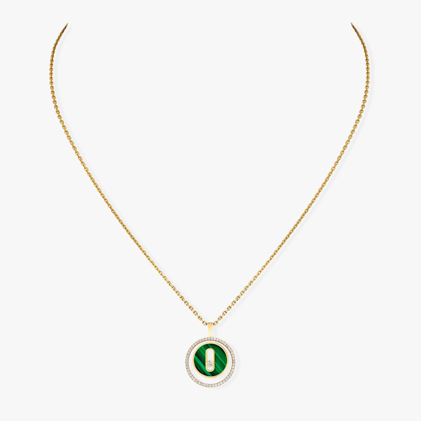 [Auream]Demo MOVE 1 DIAMOND MALACHITE GOLD DIAMOND NECKLACE