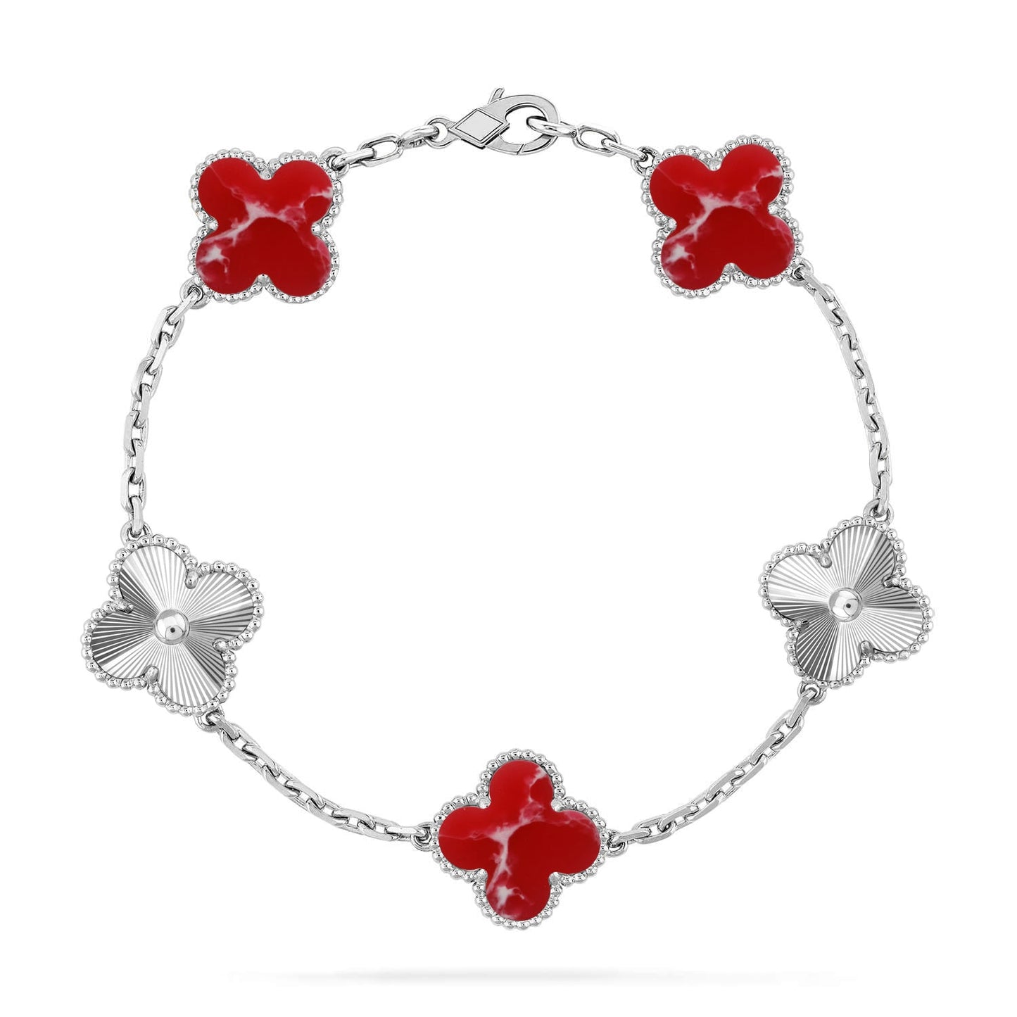 [Auream]CLOVER 5 MOTIF RED PATTERN BRACELET COLLECTION