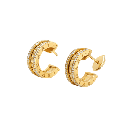 [Auream]ZERO 1 ROCK GOLD EARRINGS WITH STUDDED SPIRAL AND PAVED DIAMONDS