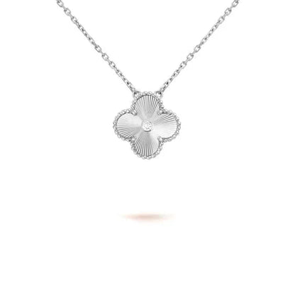 [Auream]CLOVER  15MM DIAMOND LASER NECKLACE SILVER