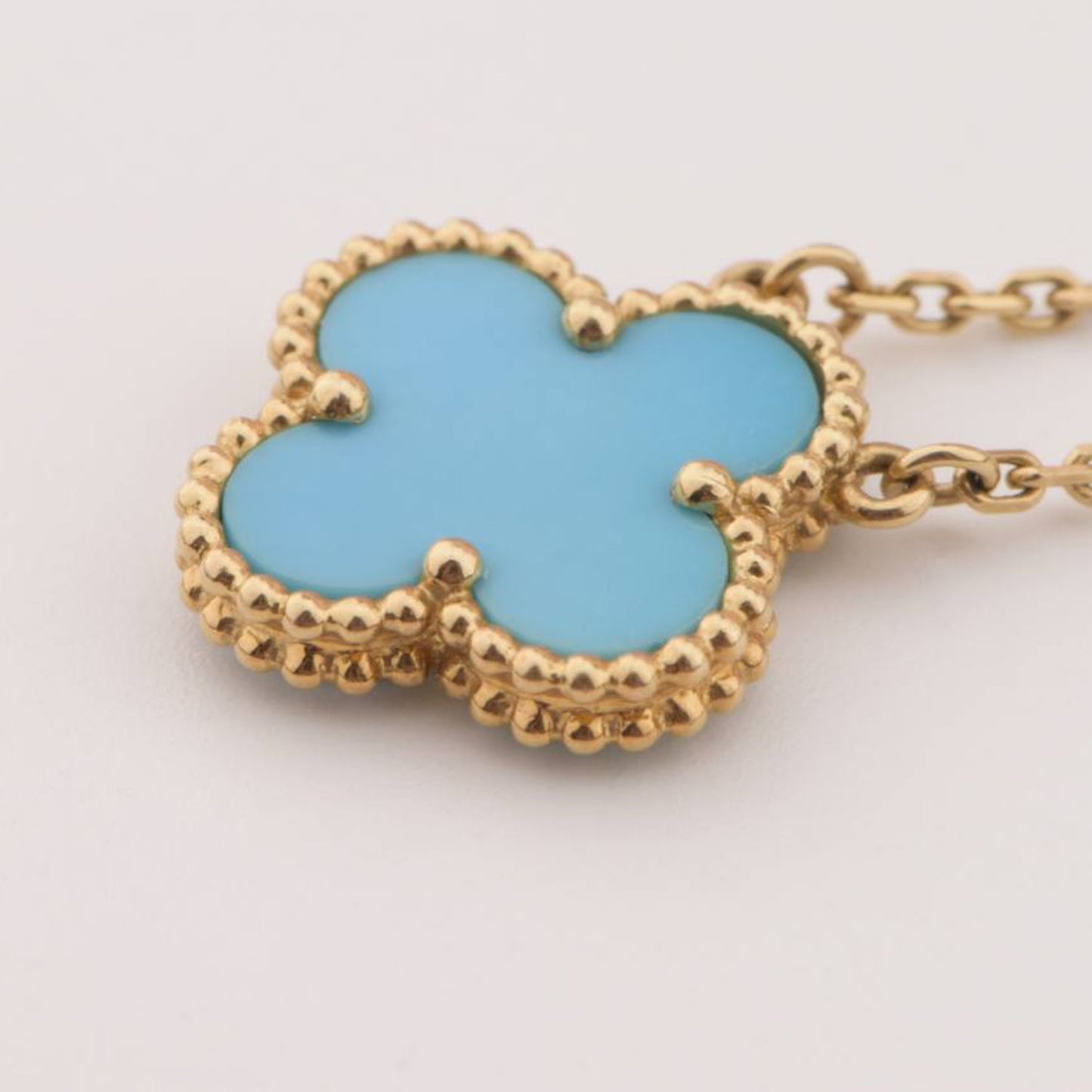 [Auream]CLOVER 15MM VINTAGE TURQUOISE NECKLACE
