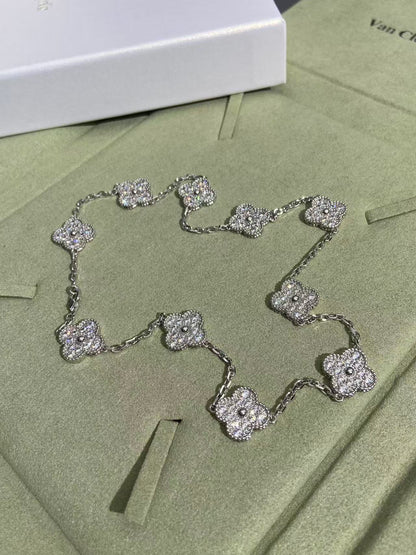 [Auream]CLOVER 10 MOTIFS  FULL DIAMOND NECKLACE