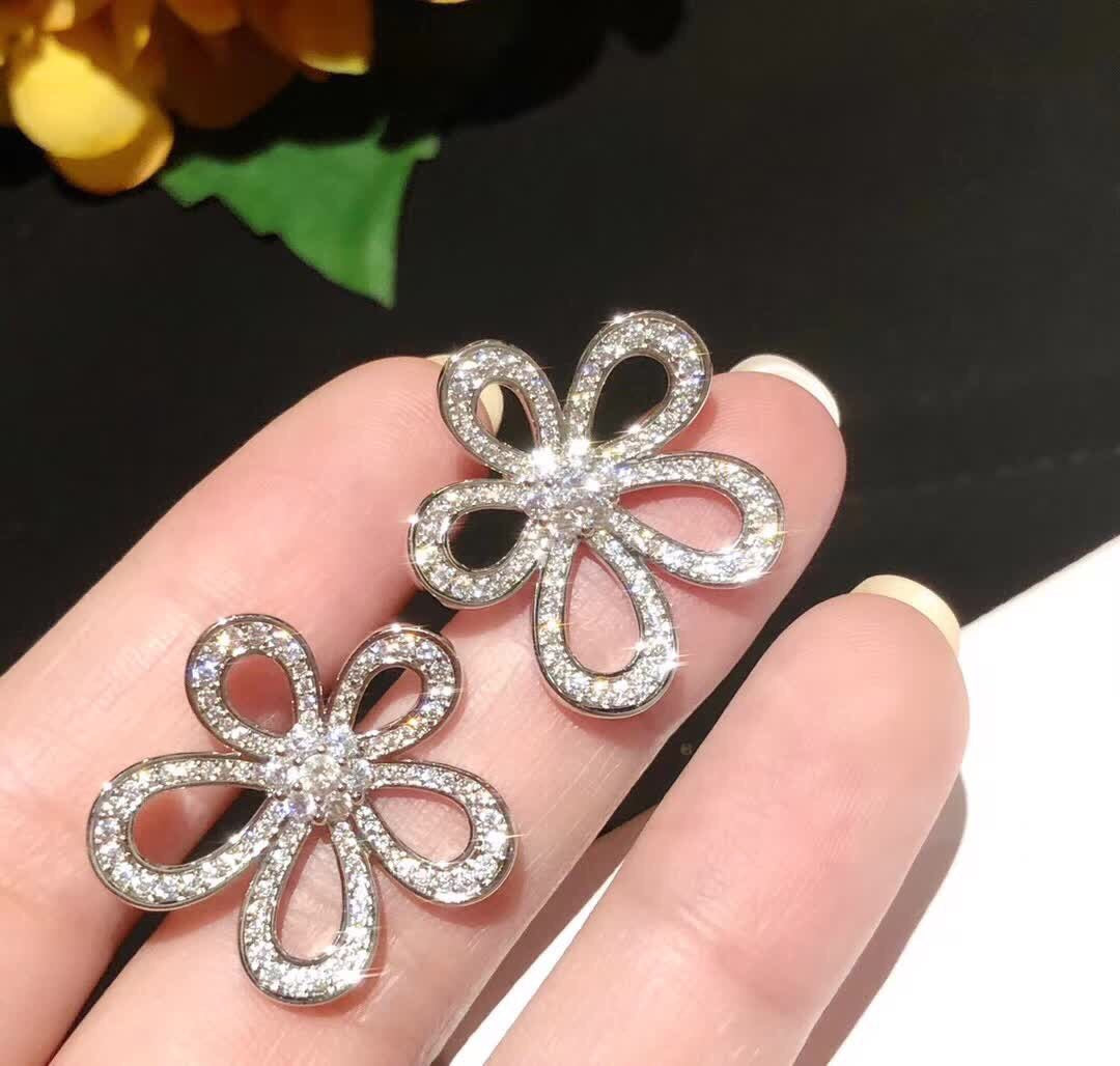 [Auream]FLOWERLACE EARRINGS FULL DIAMONDS