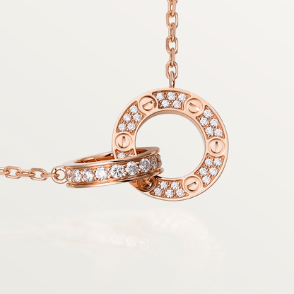 [Auream]LOVE 7.6MM NECKLACE ROSE GOLD AND SILVER  FULL DIAMOND