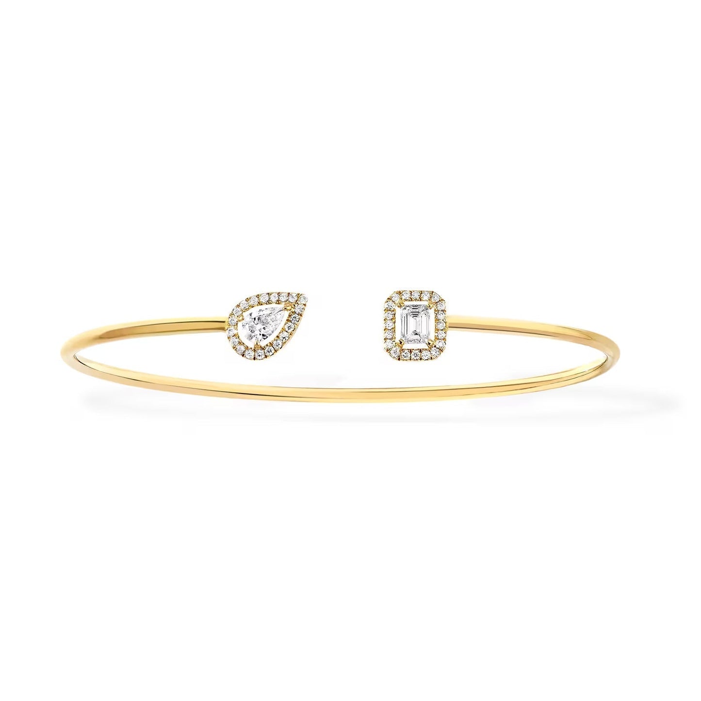 [Auream]JONC FLEX MY TWIN TOI & MOI SILVER DIAMOND BRACELET