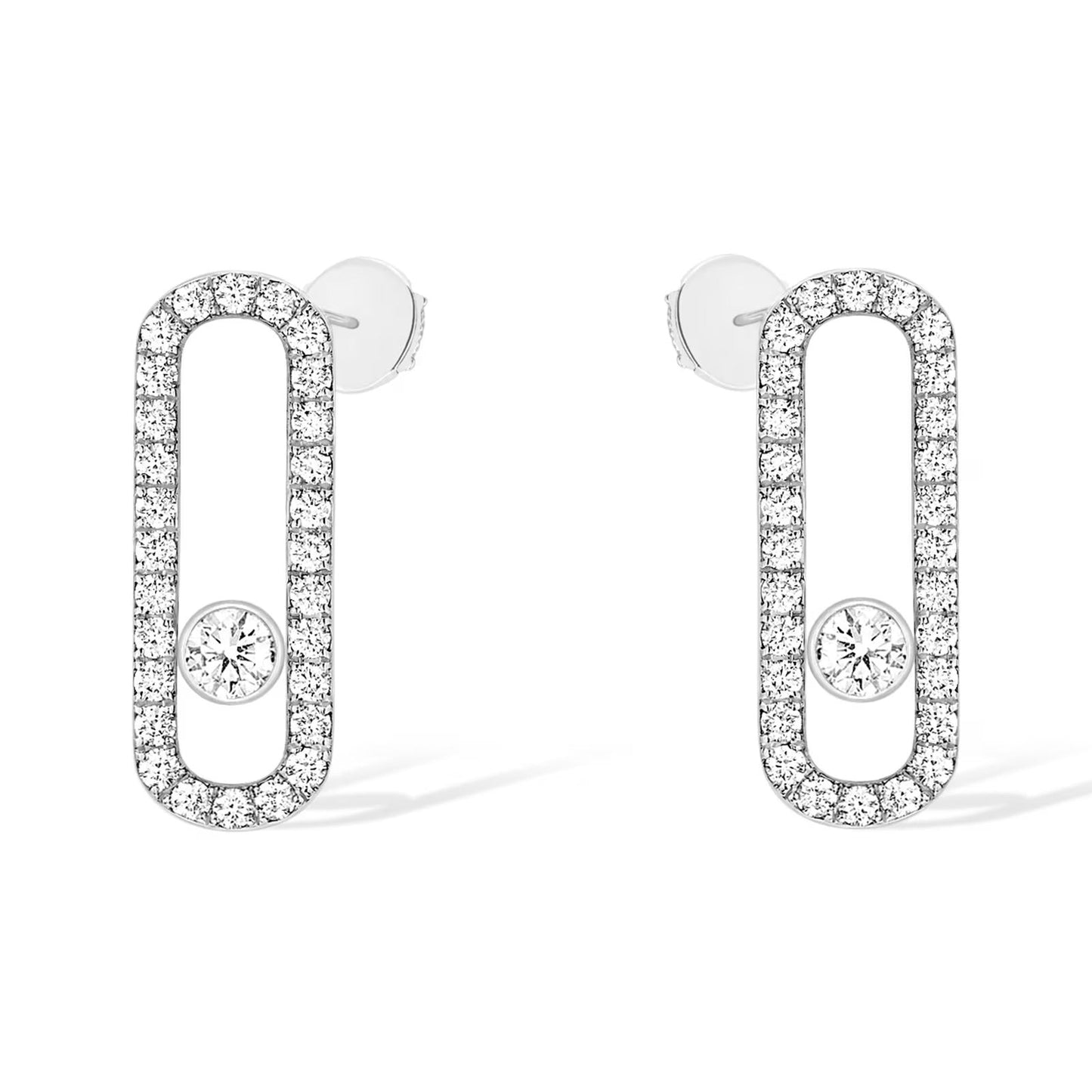 [Auream]MOVE UNO STUD DIAMOND PAVED EARRINGS