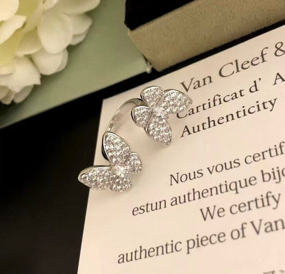 [Auream]TWIN SILVER BUTTERFLY DIAMOND RING