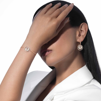 [Auream]Demo MOVE WHITE MOTHER OF PEARL PINK GOLD DIAMOND BRACELET