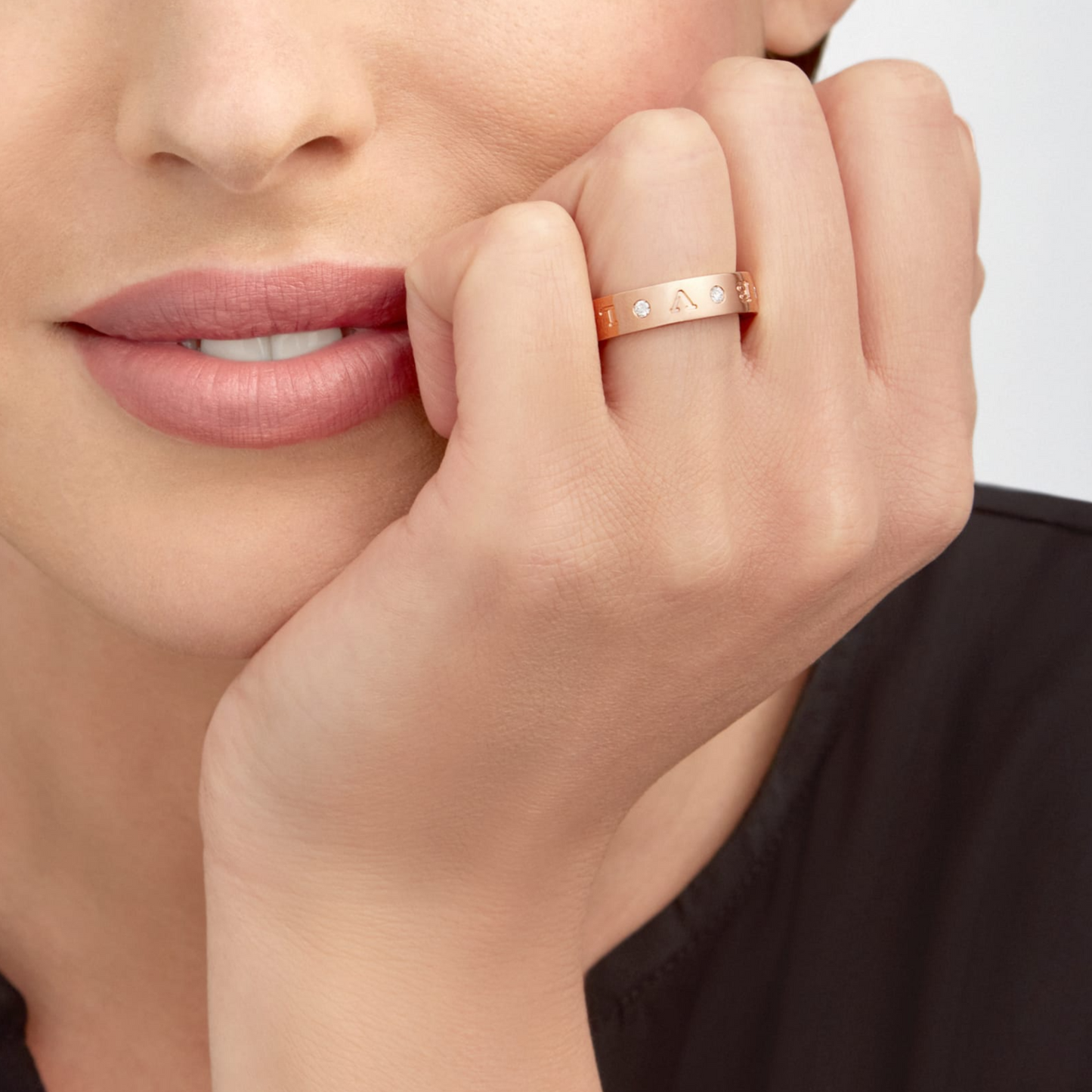 [Auream]ZERO 1 ESSENTIAL PINK GOLD BAND WITH DIAMONDS RING