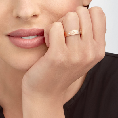 [Auream]ZERO 1 ESSENTIAL PINK GOLD BAND WITH DIAMONDS RING