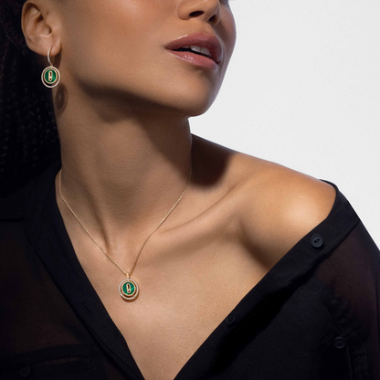 [Auream]Demo MOVE 1 DIAMOND MALACHITE GOLD DIAMOND NECKLACE