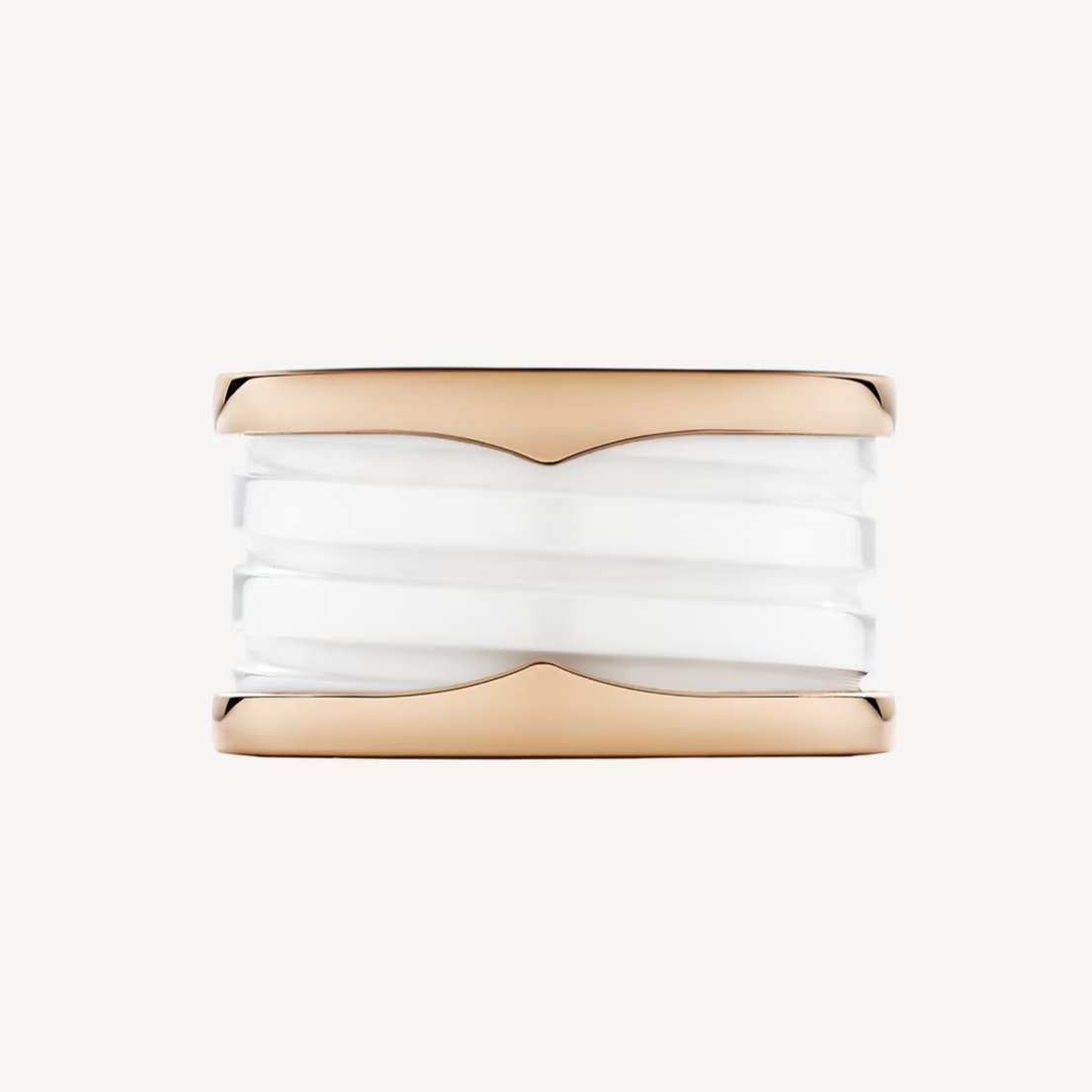 [Auream]ZERO 1 FOUR-BAND LOOPS AND WHITE CERAMIC SPIRAL PINK GOLD RING