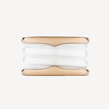 [Auream]ZERO 1 FOUR-BAND LOOPS AND WHITE CERAMIC SPIRAL PINK GOLD RING