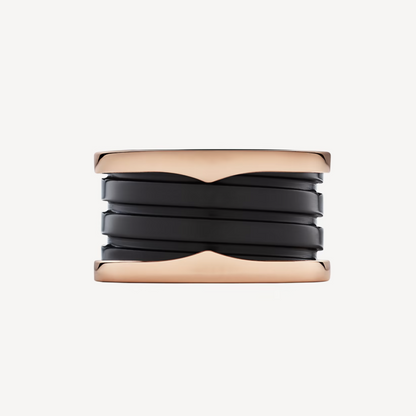 [Auream]ZERO 1 FOUR-BAND LOOPS AND BLACK CERAMIC SPIRAL PINK GOLD RING
