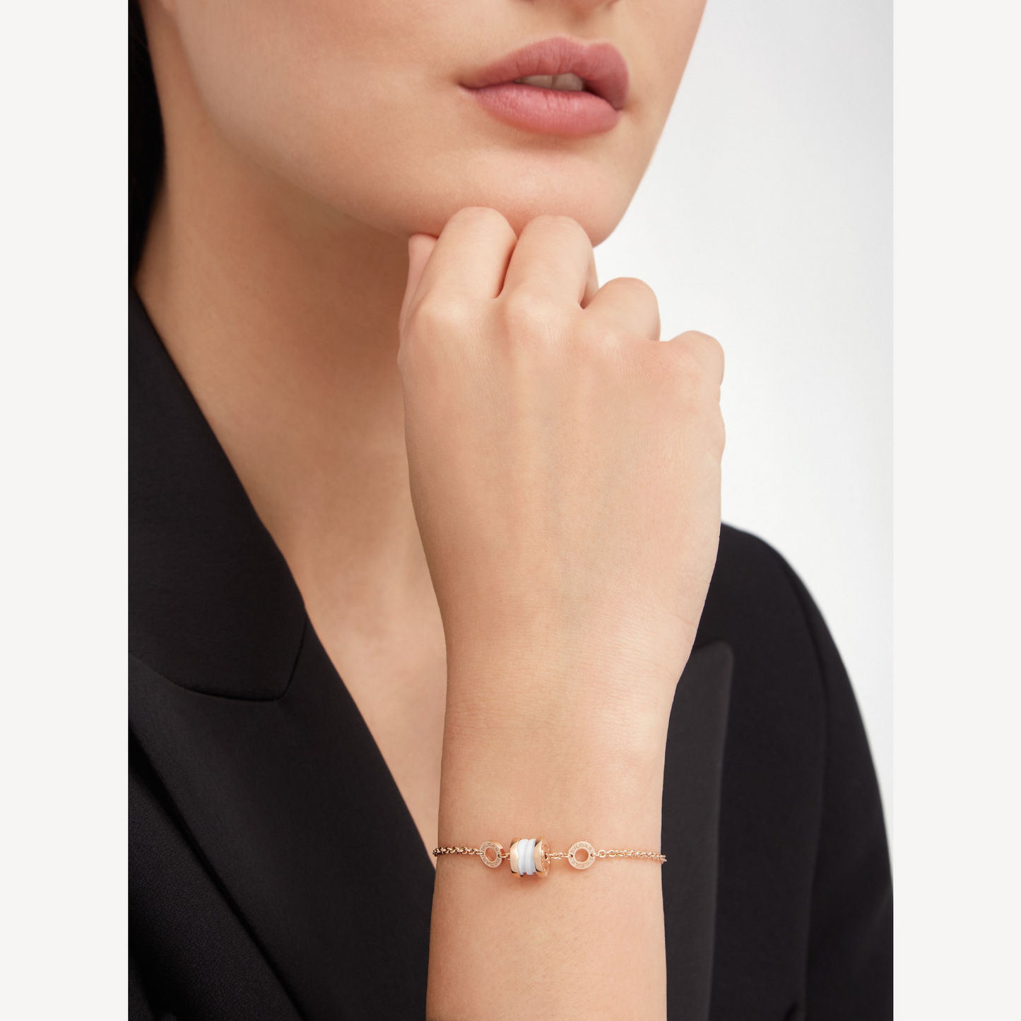 [Auream]ZERO 1 SOFT PINK GOLD AND WHITE CERAMIC BRACELET