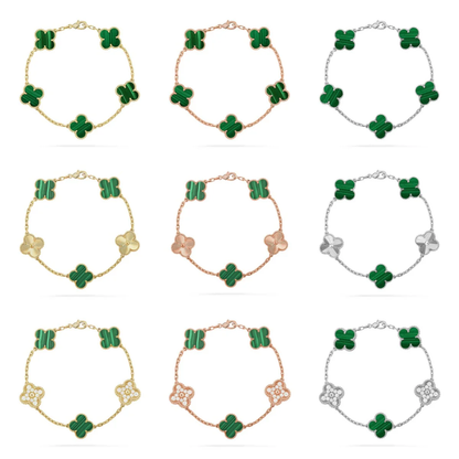 [Auream] CLOVER 5 MOTIF MALACHITE BRACELET COLLECTION