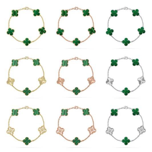 [Auream] CLOVER 5 MOTIF MALACHITE BRACELET COLLECTION