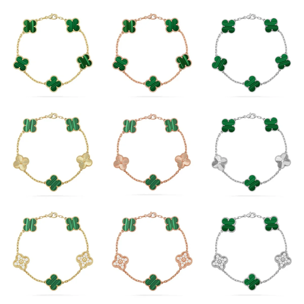 [Auream] CLOVER 5 MOTIF MALACHITE BRACELET COLLECTION