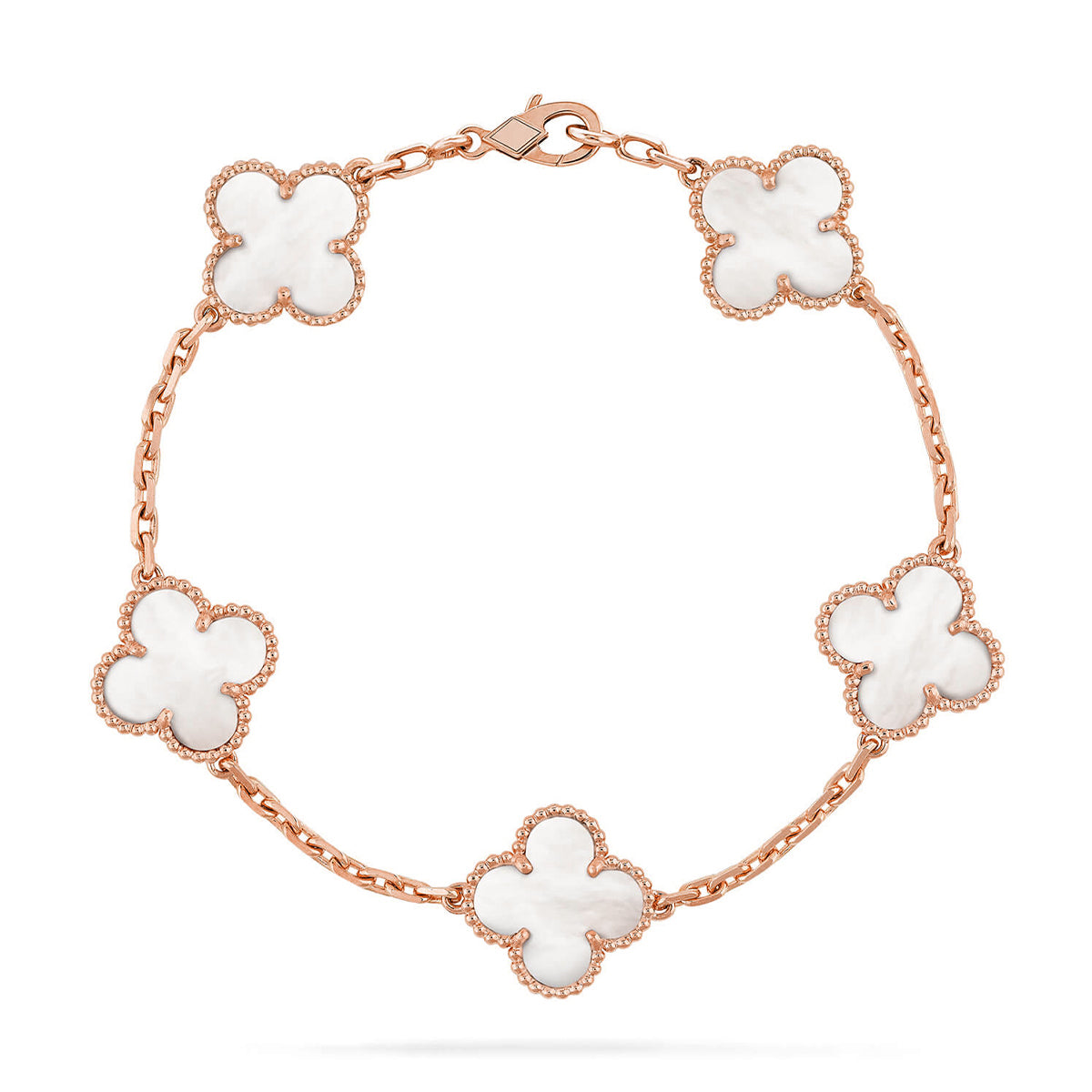 [Auream]CLOVER WHITE PEARL MOP 5 MOTIF BRACELET COLLECTION