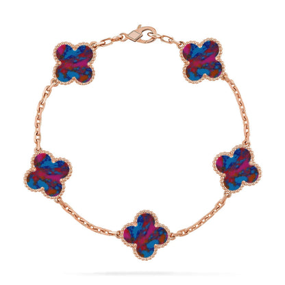 [Auream]CLOVER 5 MOTIF COLOR GEMSTONES BRACELET COLLECTION