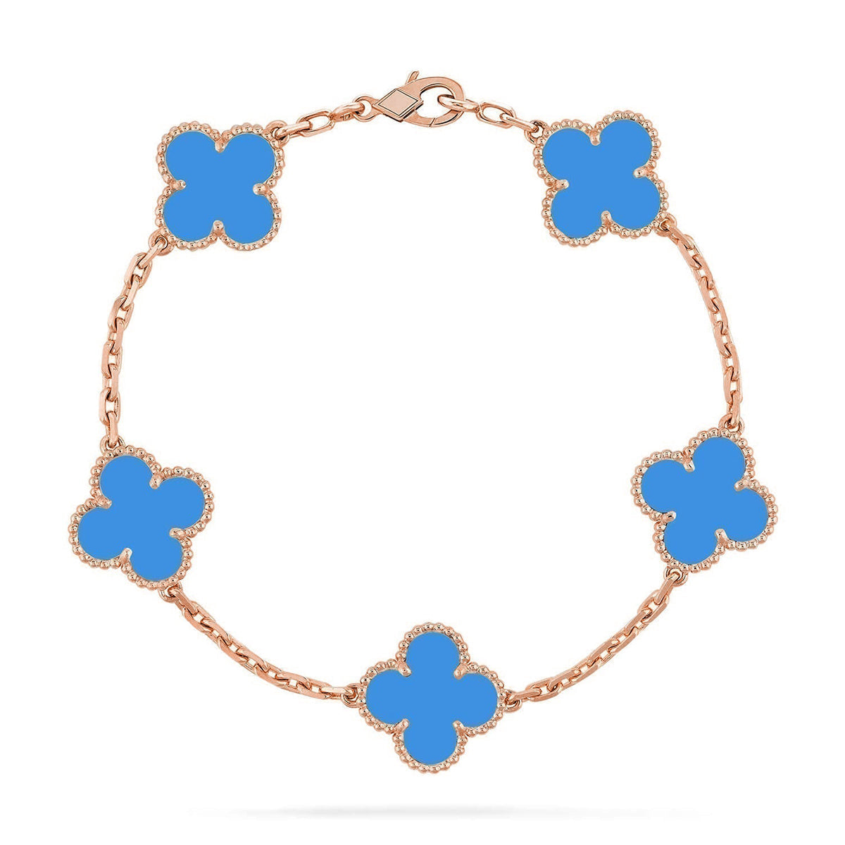 [Auream] CLOVER 5 MOTIF BLUE AGATE BRACELET COLLECTION