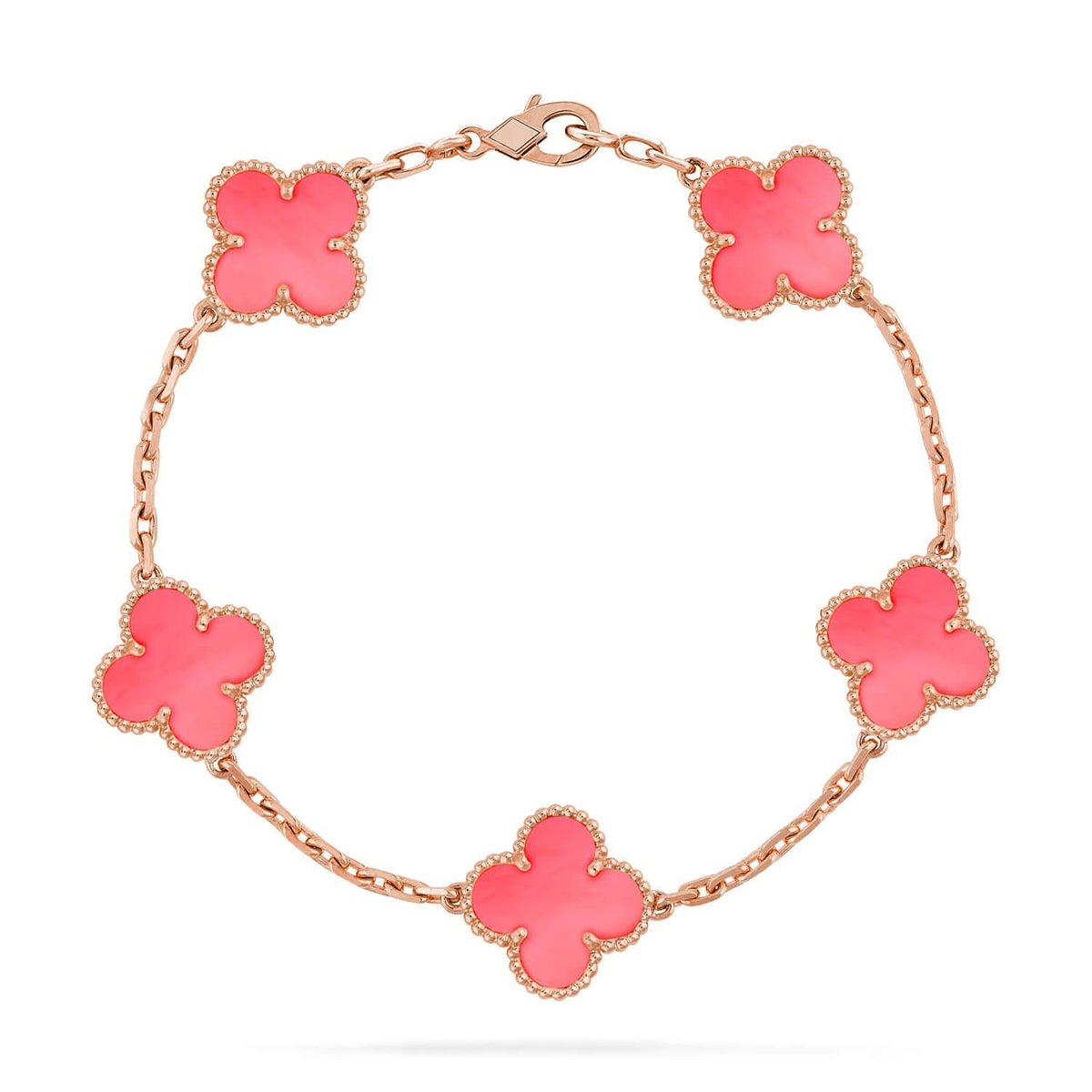 [Auream] CLOVER 5 MOTIFS  PINK MOP BRACELET COLLECTION
