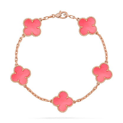 [Auream] CLOVER 5 MOTIFS  PINK MOP BRACELET COLLECTION